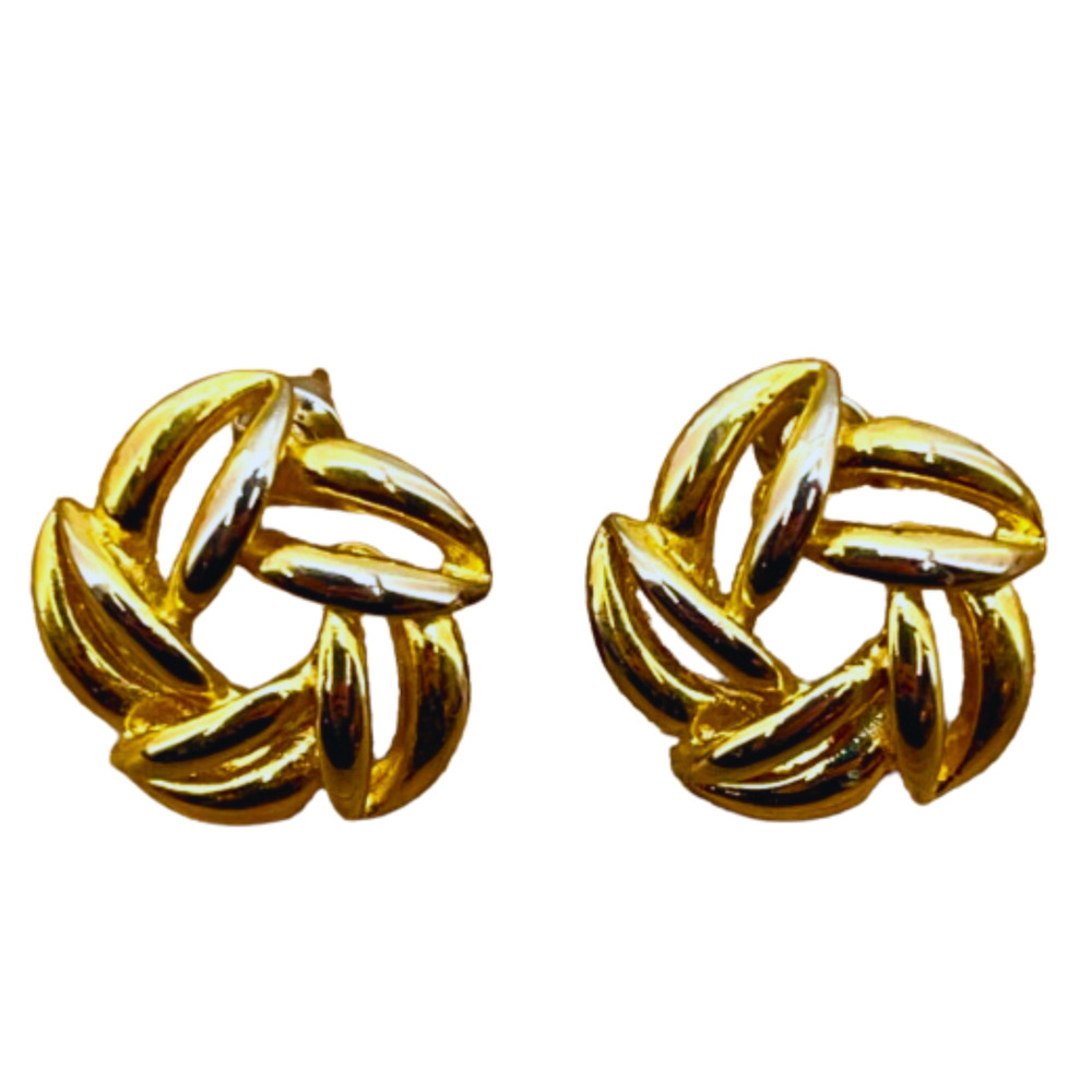 Flower Shape Starburst Stud Earrings Gold Tone Secure Lock Back Costume Jewelry